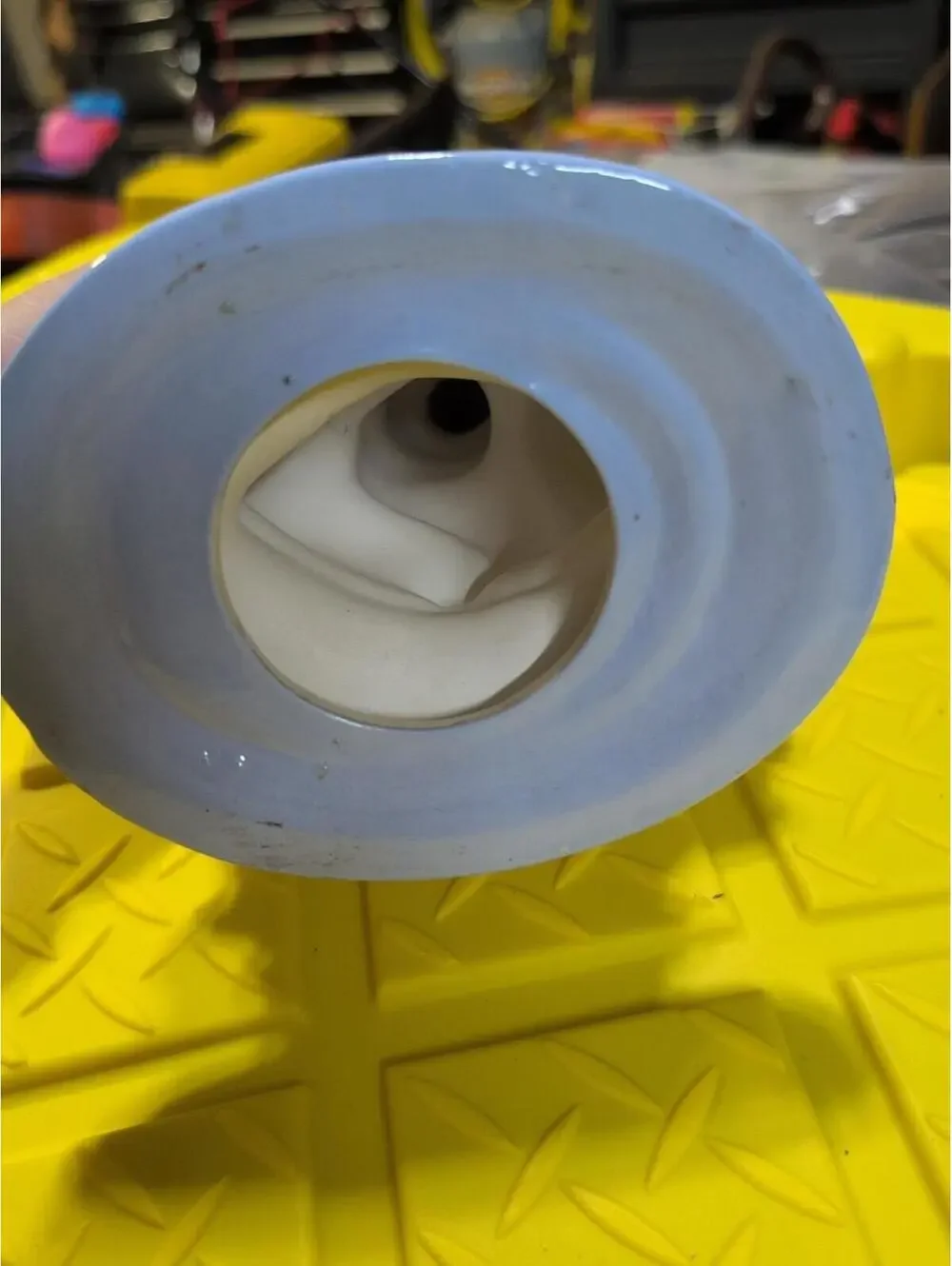 VTG Holland Mold Ceramic Cherub Riding A Dolphin Pedestal Soap Dish Yellow/White